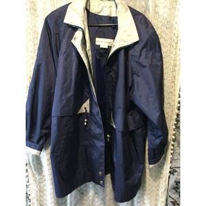 Rain Shedder Womens XL Blue Silver Windbreaker Raincoat Has a spot in neck‎ XL